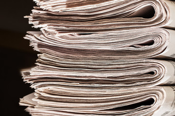Pile of newspapers closeup
