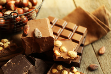Still life with set of chocolate with nuts