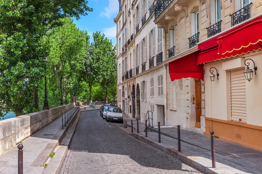Typical quiet street in paris, France.