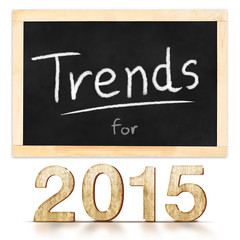 Trends for 2015 on blackboard in white background