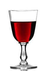 Glass of red wine isolated on white