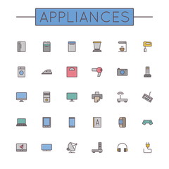Vector Colored Appliances Line Icons