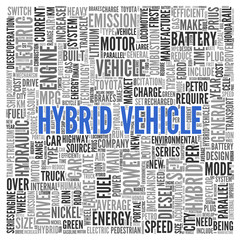 HYBRID VEHICLE Concept Word Tag Cloud Design