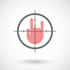 Crosshair icon with a rock hand