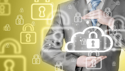 Protect cloud information data concept. Security and safety of