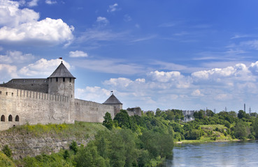 Ivangorod fortress at the border of Russia and Estonia