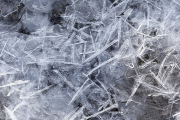 texture of ice on the river