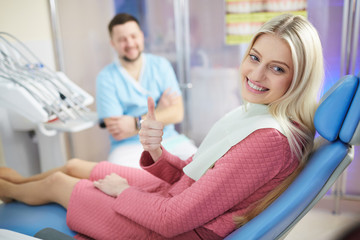 Patient girl in dentist