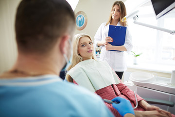 Patient girl in dentist