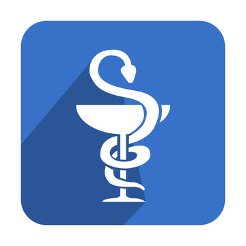 Icono cuadrado azul farmacia con sombra