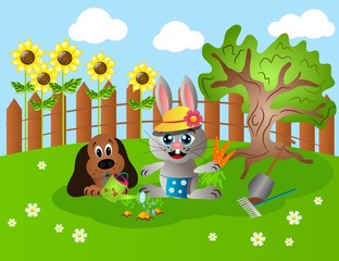 Obraz premium Animals gardening
