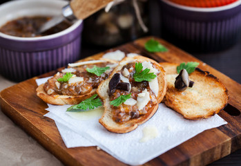 Mushroom and parmesan bruschetta