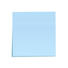 Blue sticky note isolated on white background.