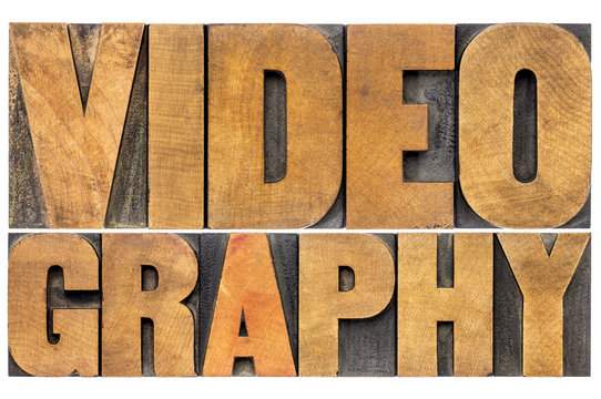 Videography Word Abstract In Wood Type