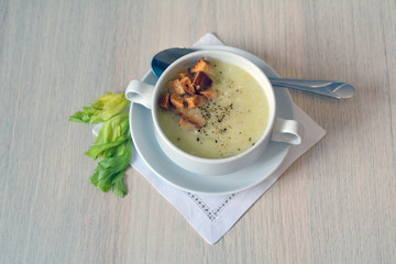 Celery soup as an appetizer