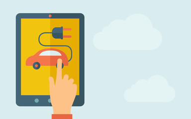 Touch screen tablet with rechargeable car icon