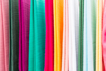 colorful textile at asian street market