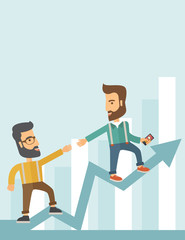 Business man and positive graph