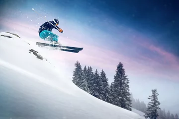 Deurstickers Ski sprong © lassedesignen