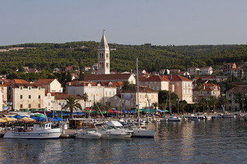 Fototapeta na wymiar Port in Supetar town on island Brac in Croatia