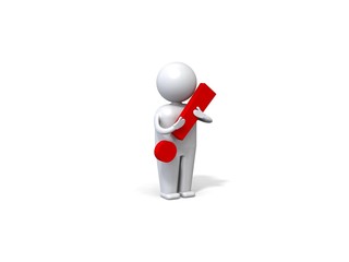 3d human with a red exclamation mark