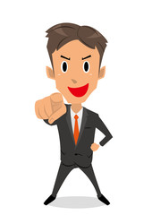 ビジネスマン　指差し　ポイント