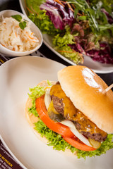Cheeseburger with cole slaw