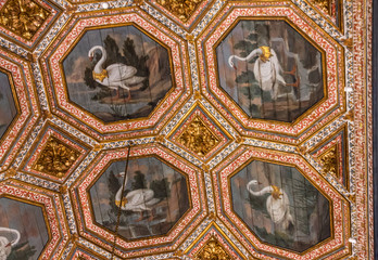 Ceiling decoration, Sintra, Portugal. National Palace - obrazy, fototapety, plakaty