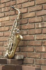 Fototapeta premium Saxophone Brick Wall