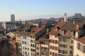 Naklejka na ściany i meble City panorama. Lausanne, Switzerland