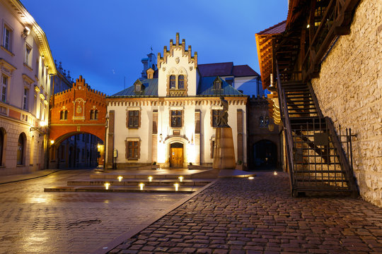 historic architecture in the old town of Krakow, Poland.