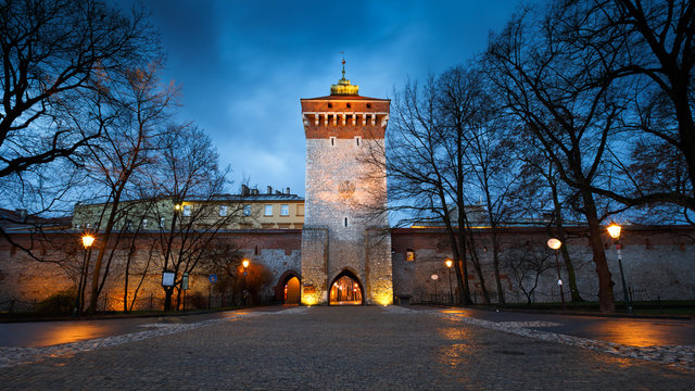 Fototapeta City wall in the old town of Krakow, Poland.
