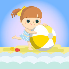 girl and ball summer. Vector EPS10.