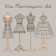 Wire Decoration Female Mannequin Vector Set