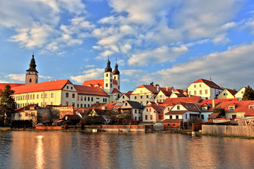 Fototapeta na wymiar Town of Telc at sunset, Czech Republic, UNESCO