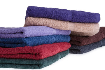 Colorful towels on a white background