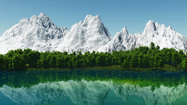Beautiful mountain lake with reflection of nearest mountains