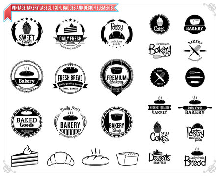 Vintage Bakery Logo Templates, Labels and Design Elements