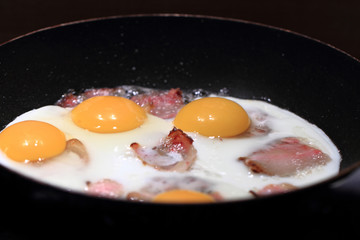 ham and eggs fried