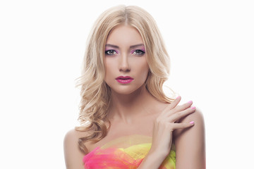young beautiful woman with color make-up