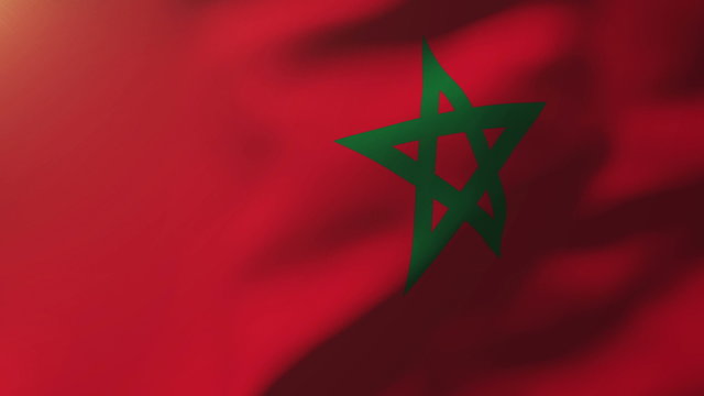 Morocco flag waving in the wind. Looping sun rises style