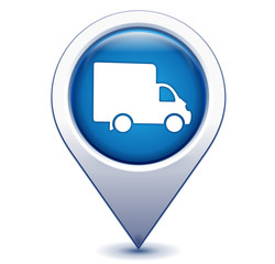 camion livraison sur marqueur géolocalisation bleu