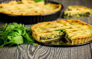 Homemade spinach quiche