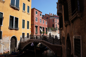 Venice, Italy - Gondolier and historic tenements