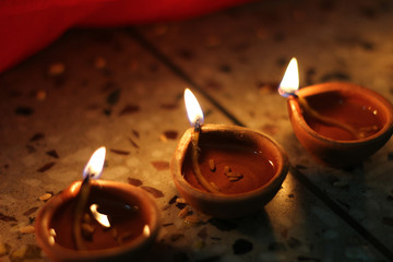 traditional diwali lamps