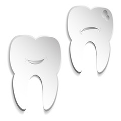 two teeth on a white background