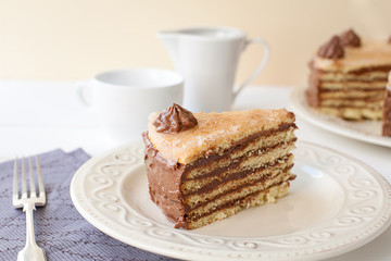 Piece of layered cake (Dobosh Hungarian cake)