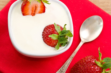 dessert with ripe strawberry