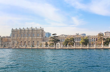 Fototapeta na wymiar Dolmabahce palace near Bosphorus in Istanbul, Turkey