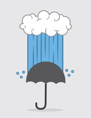 Cloud down pouring rain onto umbrella